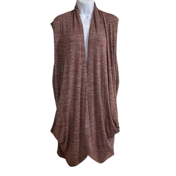 LOGO by Lori Goldstein Sweaters - - LOGO By Lori Goldstein open cardigan women Marled Draped Pocket Knit siz…